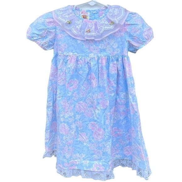 Disney Other - VTG Disney Winnie the Pooh Cottagecore Floral Dress 2T Lace Pierrot Collar USA